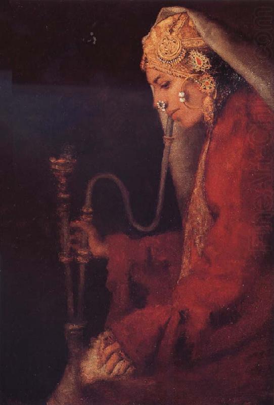 A Kashmiri Nautch Girl with a Hookah, Mortimer Menpes